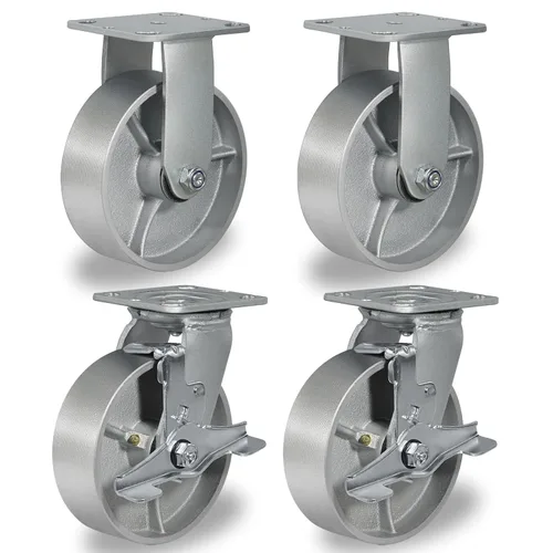 Miniatura 12 de Ruedas giratorias de 4 x 2 pulgadas, ruedas industriales resistentes, ruedas giratorias con rodamiento de rodillos - Ruedas de hierro fundido