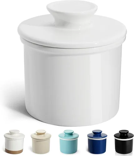 Miniatura 10 de Sweese Plato de mantequilla francés con tapa - Recipiente para mantequilla para mostrador con línea de agua para mantequilla untable - No más