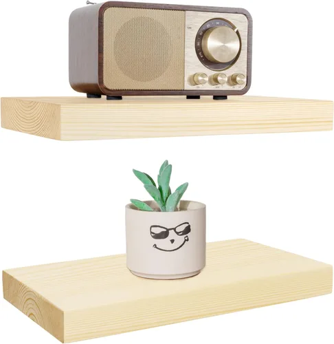 Miniatura 43 de BGMG Estantes flotantes de madera de 12 pulgadas, estantes flotantes negros, estantes de pared de madera maciza para baño, sala de estar