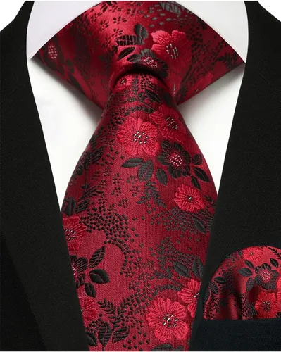 Miniatura 193 de Corbatas florales tejidas clásicas para hombre, corbata cuadrada de bolsillo, corbatas formales para hombres, boda con pañuelo
