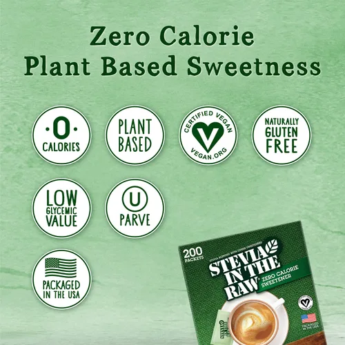 Miniatura 3 de Stevia In The Raw, Edulcorante sin calorías a base de plantas, sustituto del azúcar, edulcorante sin azúcar para café, bebidas calientes y frías