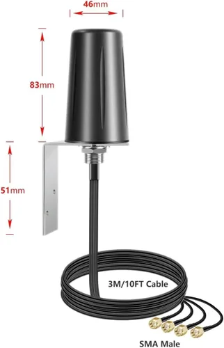 Miniatura 2 de 4x4 MIMO Omnidireccional de Bajo Perfil de Banda Ancha 4G LTE 5G Antena Externa para Mejora del Rendimiento de Routers 4G/5G, Gateways, Hotspots