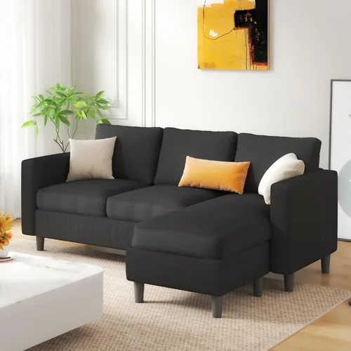 Miniatura 3 de JAMFLY Sofá modular para sala de estar, sofá reversible de 3 plazas con otomana convertible, sofás modernos en forma de L para apartamentos