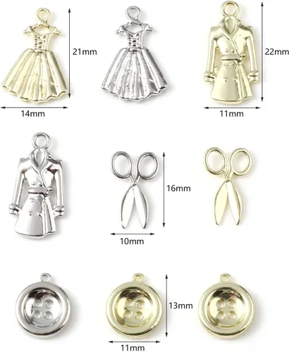 Miniatura 2 de Colgantes de aleación para hacer collares, pulseras, accesorios para hacer joyas, Zinc, No es una piedra preciosa 3#. Ropa Oro