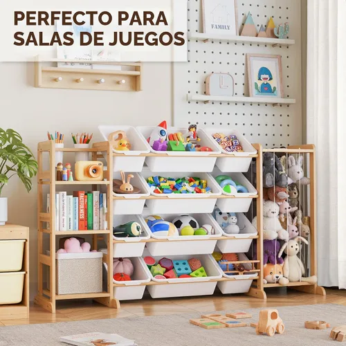 Miniatura 3 de Organizador de almacenamiento de juguetes con estantería y almacenamiento de animales de peluche, organización de sala de juegos para niños