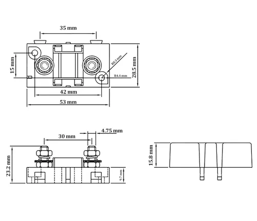 Miniatura 6 de Midi ANS-H Portafusibles de montaje en superficie con 2X fusibles de repuesto de 40A, terminales, tubos termorretráctiles, tornillos y llave