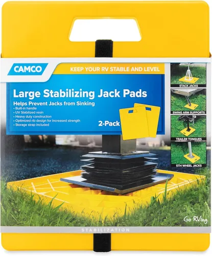 Miniatura 8 de Camco Almohadillas de gato estabilizador grandes para cámper/RV - Cuenta con diseño entrelazado y correa práctica para almacenamiento de RV - Mango