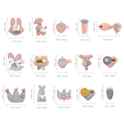 Miniatura 6 de Pinzas para el cabello para niñas, accesorios – 15 piezas de clip de cocodrilo antideslizante cubierto de tela, pasadores para el cabello