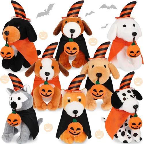 Miniatura 9 de Sumind 8 piezas de perros de Navidad de peluche, surtido a granel de lindos perritos de peluche de 5 pulgadas, pequeño animal para Navidad