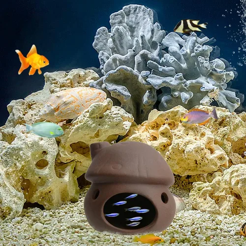 Miniatura 7 de Decoración de Acuario Cerámica Casa de Hongos Ornamento Paisajismo de Tanque de Peces Cerámica Ocultar Cueva Hábitat Choza Camarones Pequeños