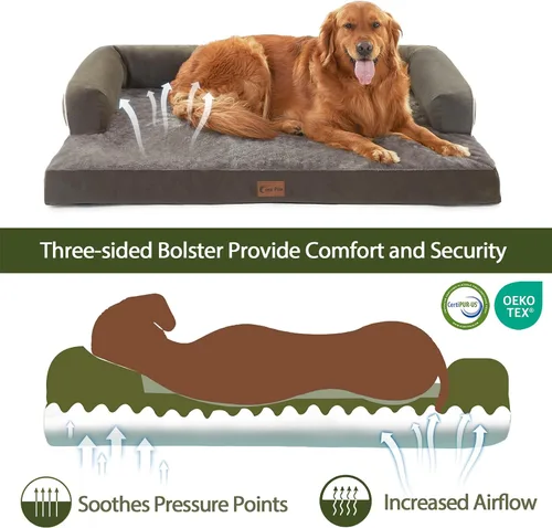 Miniatura 2 de Camas Ortopédicas para Perros Extra Grandes, Cama de Espuma de Cartón de Huevos Impermeable XL para Perros con Laterales 45x35 Pulgadas, Camas Tipo