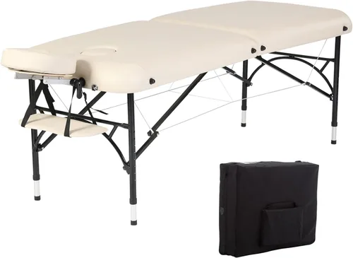 Mesa de masaje portátil ligera de 28 pulgadas de ancho, cama de tatuaje con patas de aluminio (cojín de espuma de 2.56 pulgadas de grosor) para