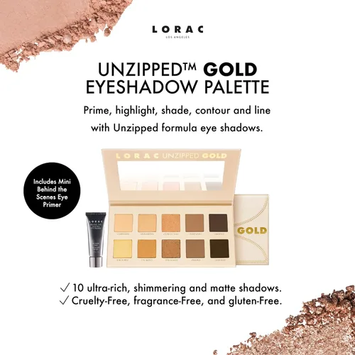 Miniatura 3 de LORAC Paleta de sombras de ojos sin cremallera, acabado mate y purpurina Dorado