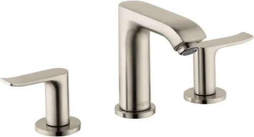 hansgrohe Metris Modern 31083821 - Grifo de lavabo de baño de alta calidad, fácil de instalar, 2 manijas, 1 5 pulgadas de alto, níquel cepillado,