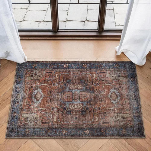 Miniatura 70 de Bloom Rugs - Alfombra lavable, antideslizante, de 1,83 x 2,74 m, color beige/blanco claro con borde tradicional, para sala de estar, dormitorio