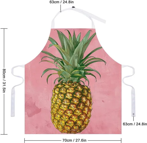 Miniatura 2 de MUSM Apron for Adults - 27.6 X 31.5 Inch, Heavy-Duty Polyester Aprons with Two Large Pockets, Waterproof Peach Pineapple Pattern Kitchen Apron for