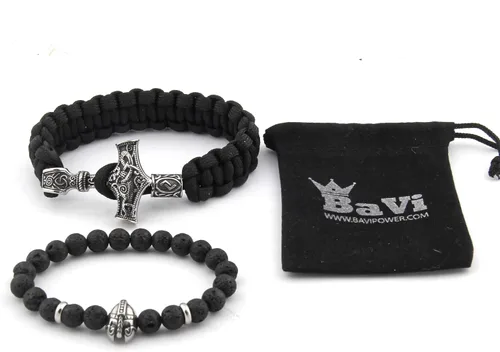 Miniatura 5 de BAVIPOWER Viking Mammen Thor Hammer - Pulsera trenzada con 4 opciones de longitud, acero inoxidable, joyería pagana Asatru para hombres y mujeres