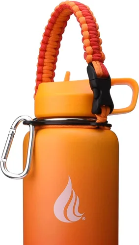 HYDRO CELL - Asa de cuerda de paracaídas para botellas de agua de boca ancha - Correa de transporte con anillo de fijación y accesorio de mosquetón.