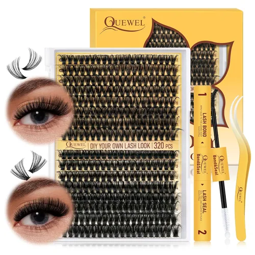 Miniatura 11 de QUEWEL 580 racimos de pestañas 30D+40D+50D+60D+80D+100D racimos de pestañas wispy de 10-18mm, pestañas individuales en racimo reutilizables