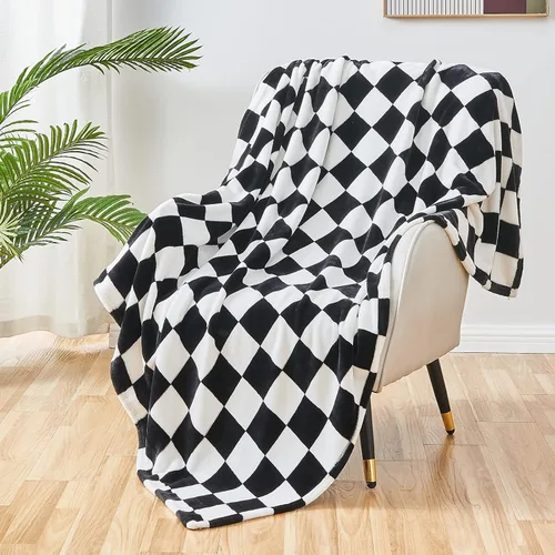 Miniatura 10 de SOCHOW Buffalo - Manta de franela de forro polar de 50 x 60 pulgadas, suave, ligera, acogedora para todas las estaciones, color negro y blanco a