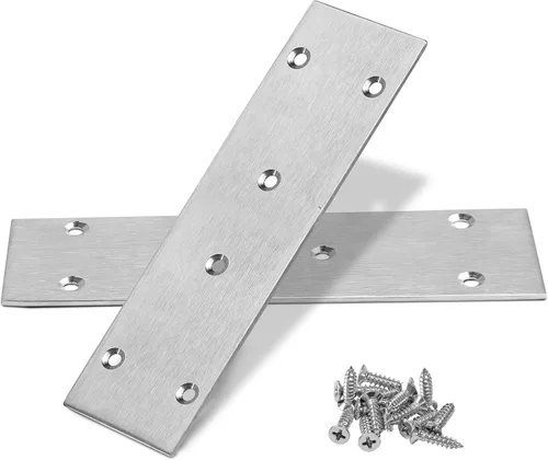Miniatura 14 de Soporte plano de 1.575 x 0.630 x 0.079 in, soporte recto de acero inoxidable, soporte recto de metal, soporte recto negro, placa de unión
