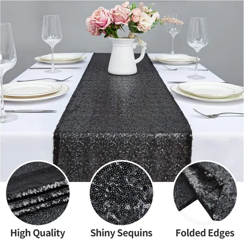 Miniatura 3 de Hahuho - Camino de mesa de lentejuelas con brillantina, para fiestas, bodas, baby shower, despedida de soltera, decoración de eventos