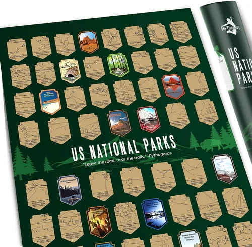 Miniatura 7 de Póster original para raspar los parques nacionales de Estados Unidos con herramienta de rascar, paquete de tubo a prueba de daños listo para regalo