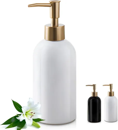 Miniatura 8 de Dispensador de jabón para platos recargable dorado para fregadero de cocina, botella dispensadora de jabón de manos para fregadero de encimera