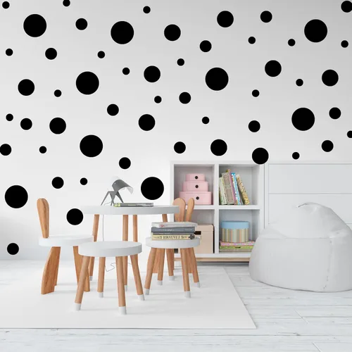 Miniatura 2 de Juego de 100 calcomanías de vinilo para pared, varios lunares para guardería, habitación de niños y decoración de baño, adhesivo extraíble, seguro