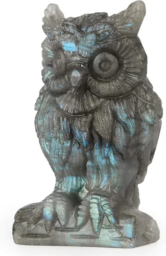 Miniatura 10 de SMQ Amethyst Crystal Owl Statue Hand Carved Gem Owl Figurine Animal Carvings Collective Reiki Healing Statue for Home Office Decoration