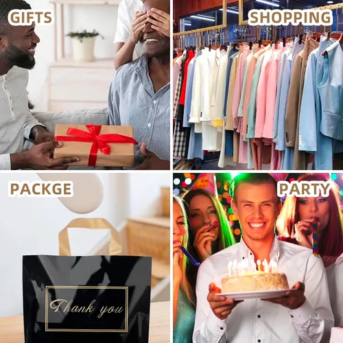 Miniatura 5 de Bolsas de plástico de agradecimiento para pequeñas empresas, bolsas de regalo extra gruesas a granel con asas para clientes recuerdos de fiesta