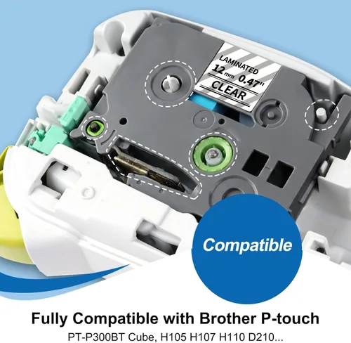 Miniatura 4 de COLORTY - Cinta de repuesto para Brother P-Touch, TZe 12mm 0.47, cinta laminada transparente TZ color en transparente, recargas para Ptouch PT-D210