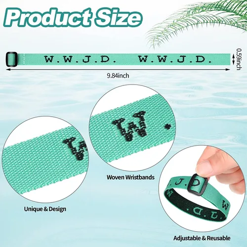 Miniatura 2 de FIMILOVE - 20 pulseras WWJD - Pulseras con texto en inglés "What Would Jesus Do", cintas de satén, regalos cristianos para hombres, mujeres, niños