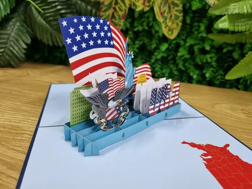 Miniatura 8 de Rykamia Blank USA Pop Up Card, Regalo de ciudadanía estadounidense, Regalo para un nuevo ciudadano estadounidense, Felicitaciones por convertirse
