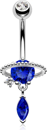 Melighting Piercing para ombligo, 14G, de acero inoxidable, piercing planetario para vientre, naves espaciales para mujer, joyería para piercing de