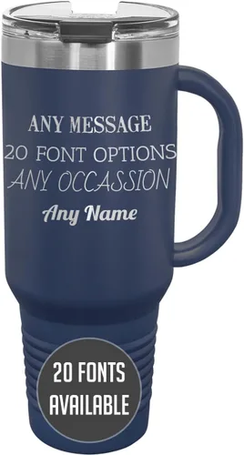 Miniatura 35 de Vaso de acero inoxidable aislado con tapa de 20 onzas (17 colores) personalizado con recubrimiento en polvo, grabado personalizado, nombre