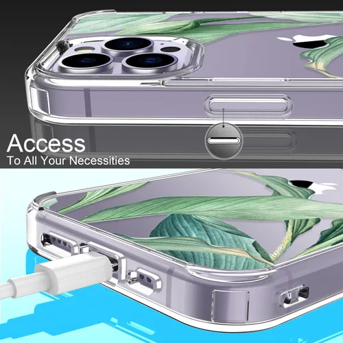 Miniatura 6 de LUHOURI Funda para iPhone 15 Pro con protector de pantalla, cubierta transparente, diseño de patrón de moda, carga inalámbrica, delgada, a prueba