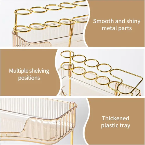 Miniatura 4 de NATURE'S SOURCE Organizador de maquillaje para tocador, organizador de baño de esquina de 2 niveles con soporte para brochas de maquillaje