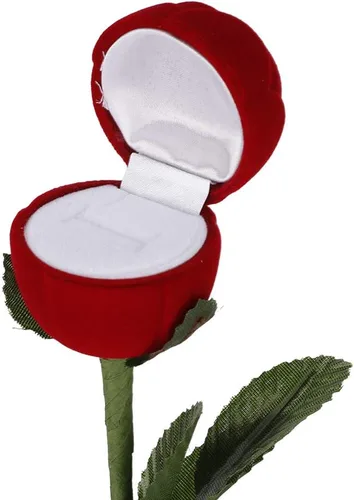 Miniatura 2 de Niiyen Red Rose Rings Box Fashion Rose Flower Shape Wedding Rings Storage Box Necklace Earrings Personalized Innovative Packaging Box