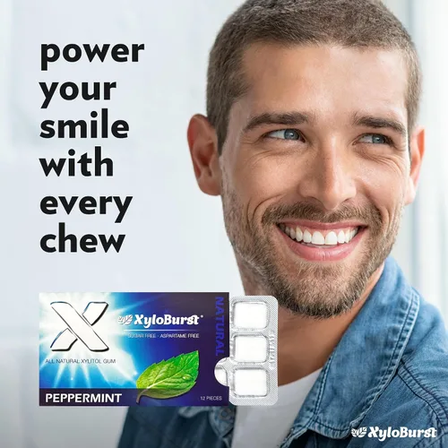 Miniatura 8 de XyloBurst Goma de mascar de xilitol Sin azúcar, sin gluten, apto para dieta cetogénica Goma de mascar sin aspartamo para la salud bucal Menta