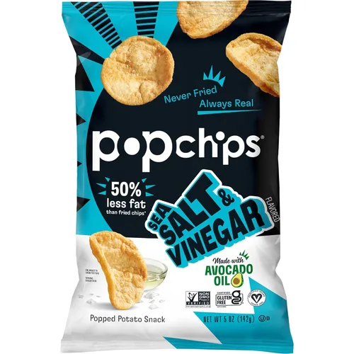 Miniatura 2 de Popchips Paquete variado de papas fritas, porciones individuales de 0.8 onzas (paquete de 24), 4 sabores: 8 sal marina, 8 barbacoa, 4 crema agria