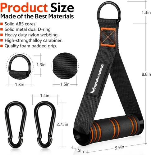 Miniatura 2 de RENRANRING Asas de Ejercicio para Gimnasio, Accesorios de Reemplazo para Poleas de Máquina de Cable, Banda de Resistencia y Entrenador de Fuerza