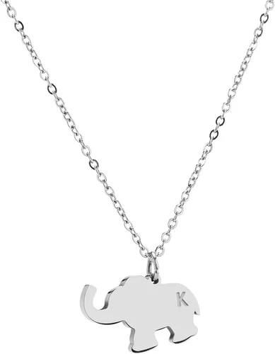 Meibai Collares de elefante de la suerte con inicial delicado collar de elefante de acero inoxidable regalo para mujeres y niñas amantes de los