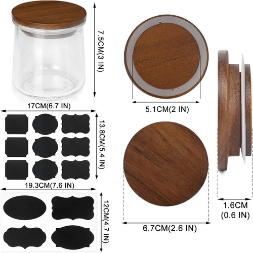Miniatura 2 de Oui Yogurt - Juego de tapas para tarros de madera con anillos de sellado de silicona, paquete de 8 unidades para almacenamiento de vidrio