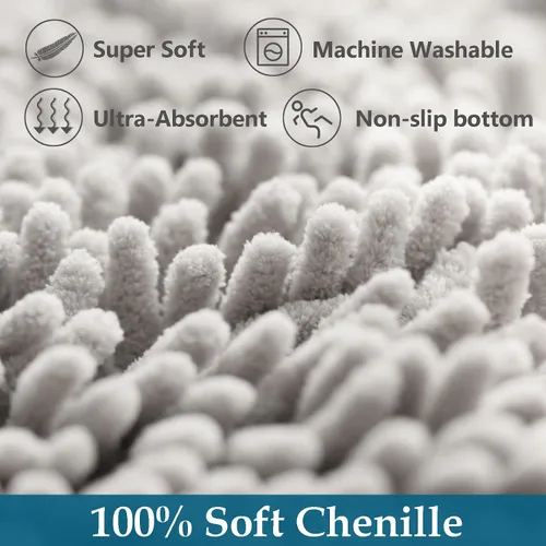 Miniatura 3 de Juego de 2 alfombras de baño antideslizantes para baños, juego de alfombras de felpilla gruesa y suave, alfombras de baño ultra absorbentes