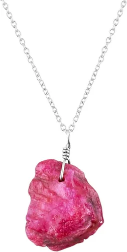 Miniatura 14 de Collar con colgante de piedras preciosas, piedra de energía áspera, cristales curativos de chakras, plata esterlina 925, chapado en rodio, piedra