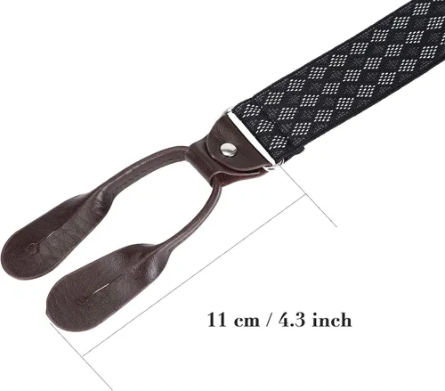 Miniatura 16 de AWAYTR Tirantes de botón marrón para hombre, tirantes elásticos ajustables en forma de Y