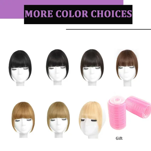 Miniatura 6 de Flequillo con clip de cabello humano real, flequillo rubio francés, extensiones de cabello para mujer, flequillo plano y ordenado, extensión