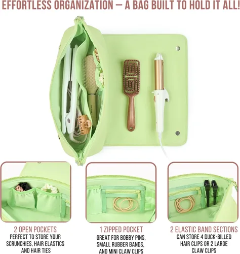 Miniatura 6 de BAREFOOT CARIBOU Bolsa de viaje para herramientas para el cabello y alfombrilla resistente al calor para planchas, alisadoras, rizadores