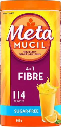 Miniatura 13 de Metamucil 4-en-1 suplemento de fibra de cáscara de psyllium, sin azúcar, 72 cucharaditas, sabor a naranja, fibra diaria en polvo para la salud